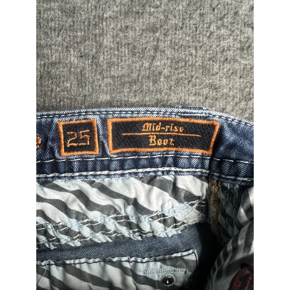 Rock Revival Sundee Mid Rise Bootcut Jeans Blue Embroidered Flap Pocket Size 25 - Picture 6 of 16